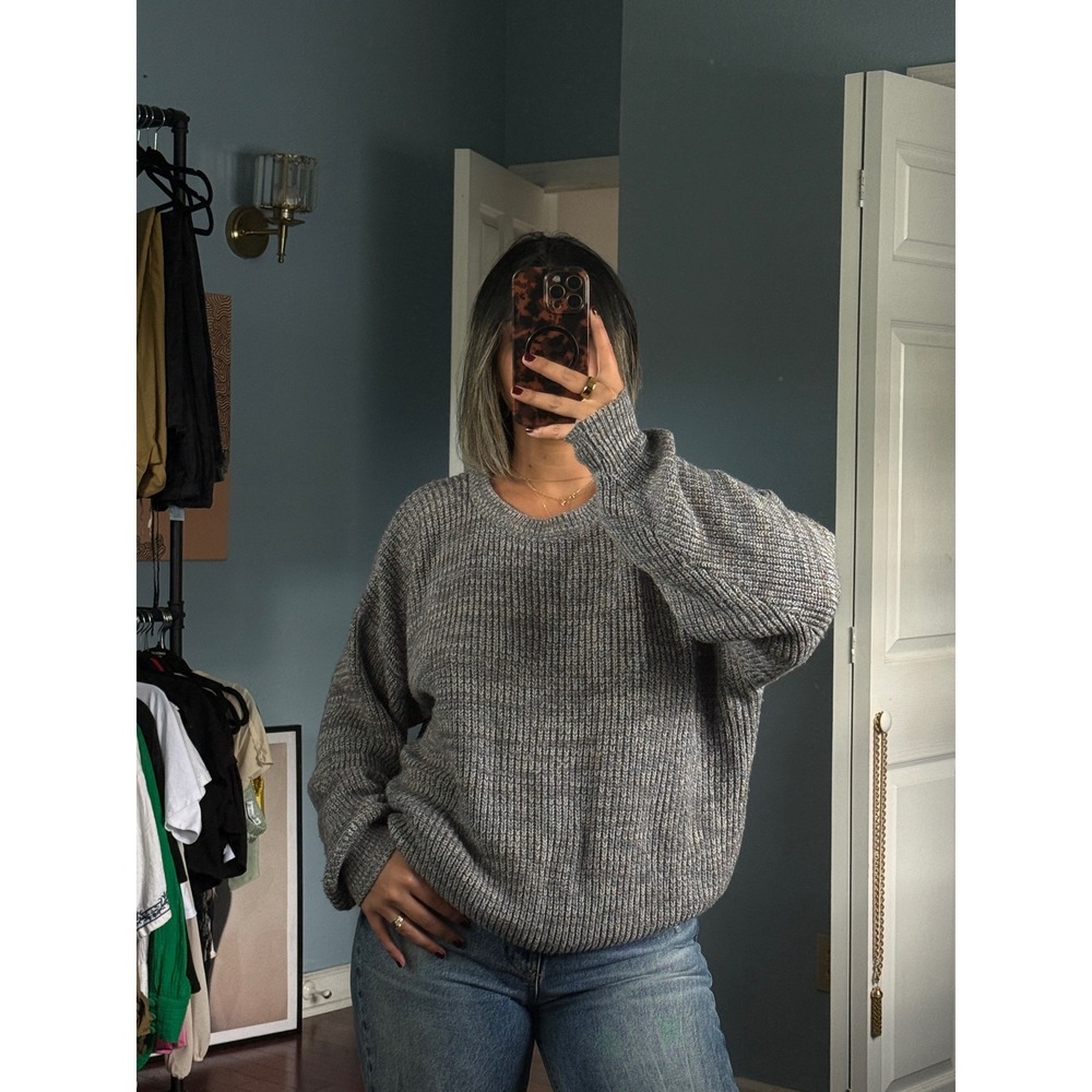 Vintage William John Marled Grey Ribbed Crewneck Sweater